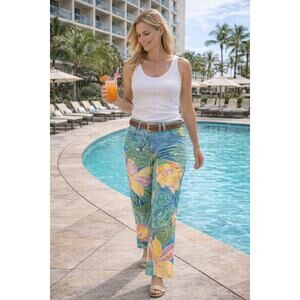 VTG Ralph Lauren Tropical Floral Pants 6 Art to Wear Resort